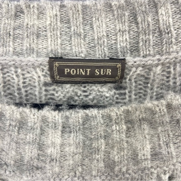 Point Sur Womens Pointelle Sweater Mohair Wool Blend Knitted Gray Small - Picture 2 of 8
